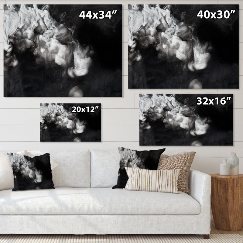 Wrought Studio Abstract Grey Splash Paint Modern Canvas Wall Art